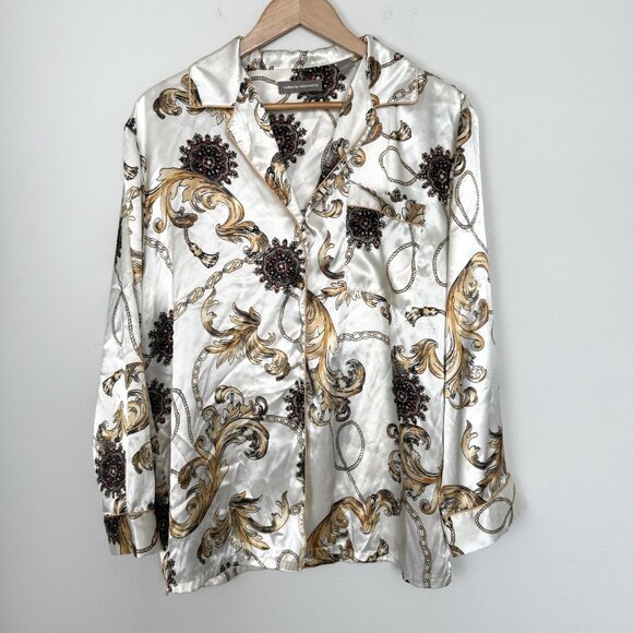 Valerie Stevens Satin Long Sleeve Button Up Size Medium Equestrian Bit & Bridle - Picture 1 of 8